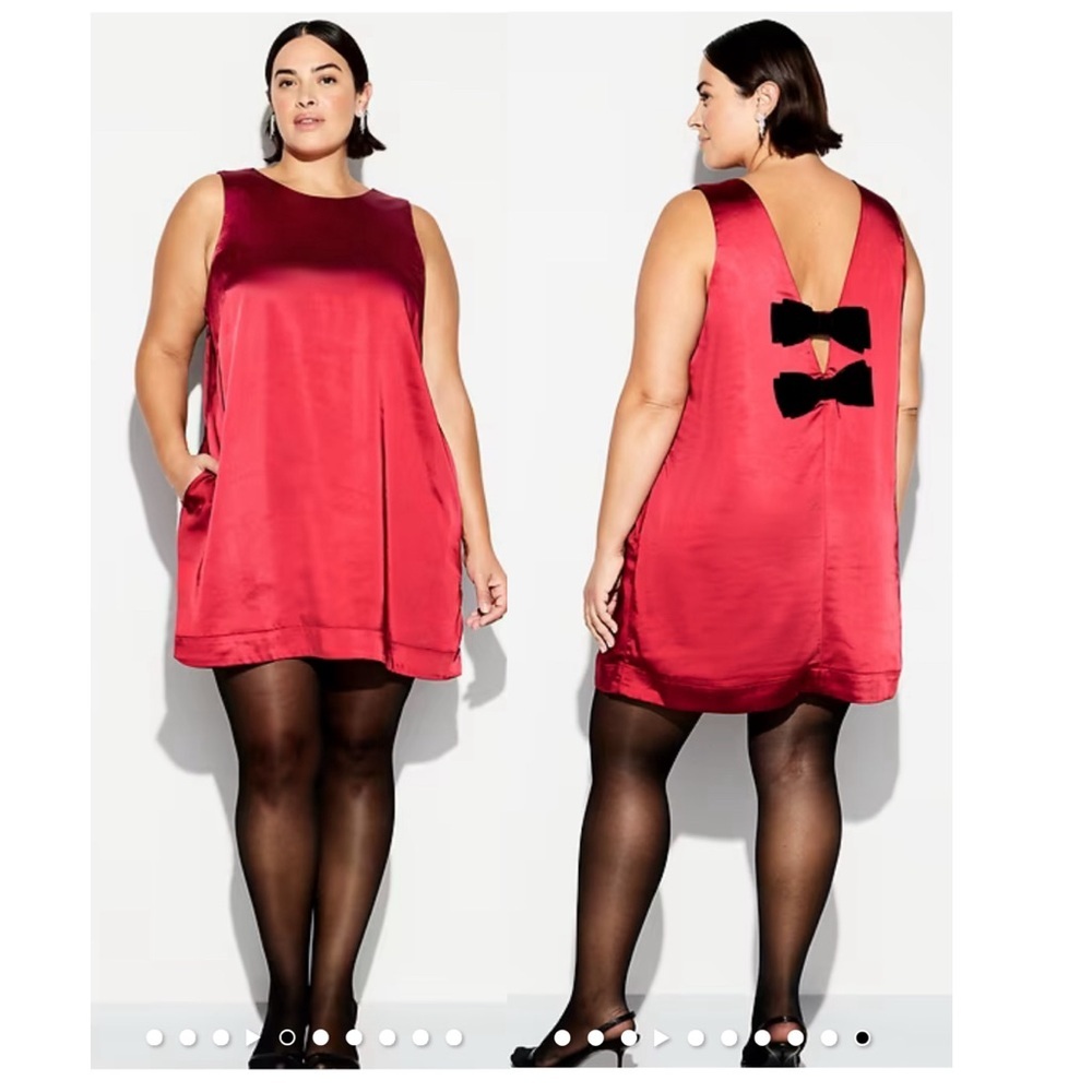Old Navy The Occasion by Old Navy Satin Mini Shift Dress with Velvet Bow
